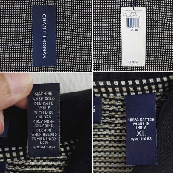 Grant Thomas Polo Shirt Double Mercerized Cotton Check Pattern Men's XL NWT - Picture 6 of 10